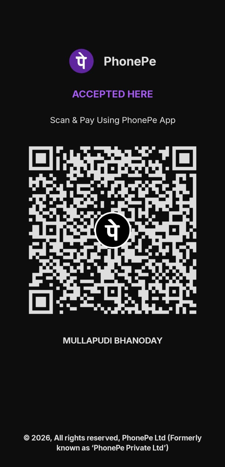 PhonePe Payment QR Code
